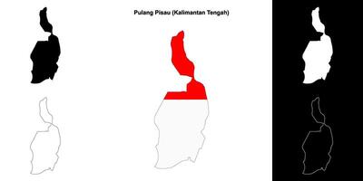 Pulang Pisau blank outline map set vector