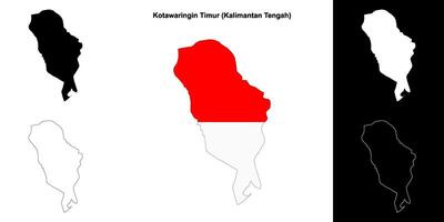 Kotawaringin Timur blank outline map set vector