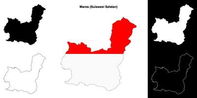 Maros blank outline map set vector