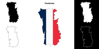 Coutances arrondissement outline map set vector