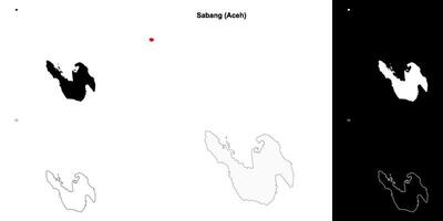 Sabang blank outline map set vector