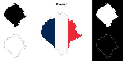 Bordeaux arrondissement outline map set vector