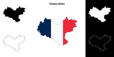 Chateau-Salins arrondissement outline map set vector