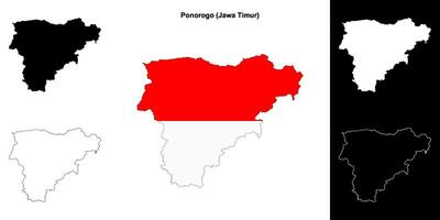 Ponorogo blank outline map set vector