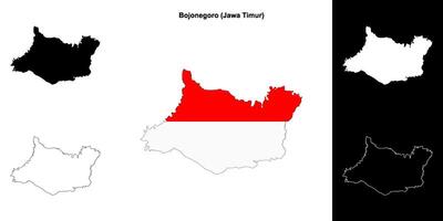 Bojonegoro blank outline map set vector