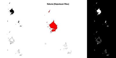 Natuna blank outline map set vector