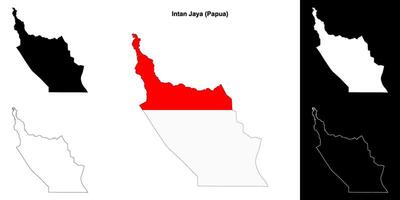Intan Jaya blank outline map set vector