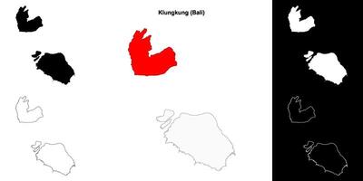 Klungkung blank outline map set vector