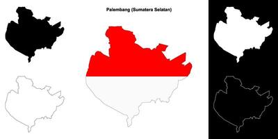 Palembang blank outline map set vector