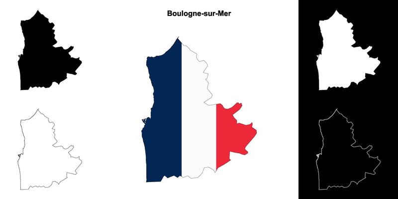 Boulogne-sur-Mer arrondissement outline map set