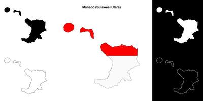 Manado blank outline map set vector