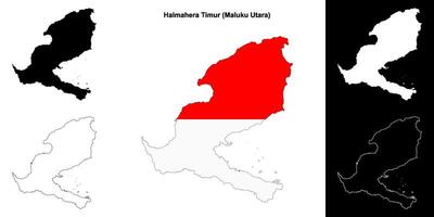 Halmahera Timur blank outline map set vector
