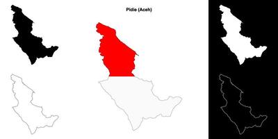 Pidie blank outline map set vector