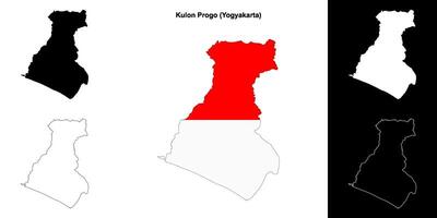 Kulon Progo blank outline map set vector