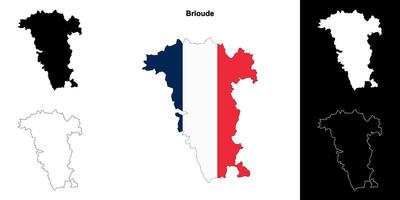 Brioude arrondissement outline map set vector