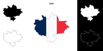 Lyon arrondissement outline map set vector