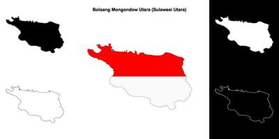 Bolaang Mongondow Utara blank outline map set vector