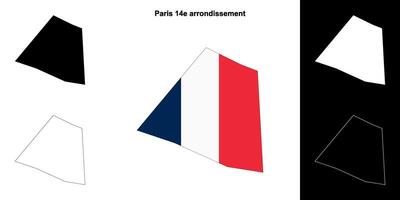 Paris 14e arrondissement arrondissement outline map set vector