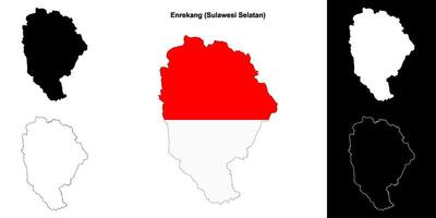 Enrekang blank outline map set vector