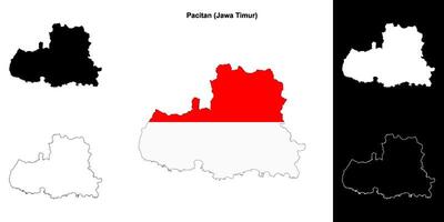 Pacitan blank outline map set vector