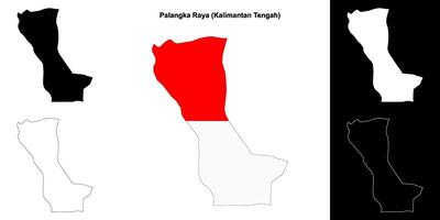 Palangka Raya blank outline map set vector
