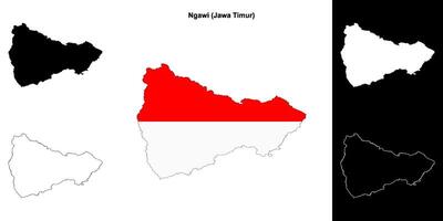Ngawi blank outline map set vector