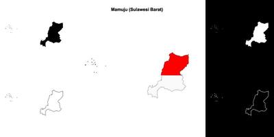 Mamuju blank outline map set vector