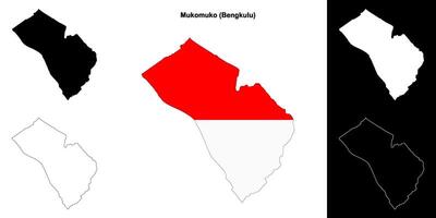Mukomuko blank outline map set vector