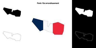 Paris 12e arrondissement arrondissement outline map set vector