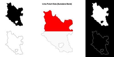 Lima Puluh Kota blank outline map set vector