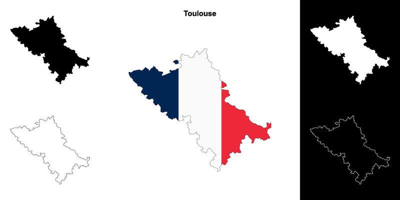 Toulouse arrondissement outline map set