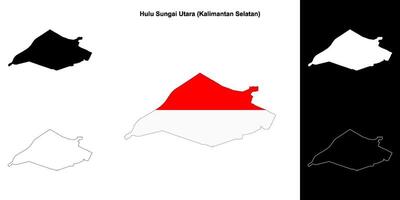 Hulu Sungai Utara blank outline map set vector