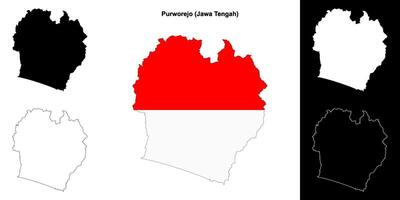 Purworejo blank outline map set vector