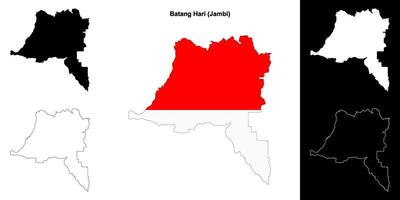 Batang Hari blank outline map set vector