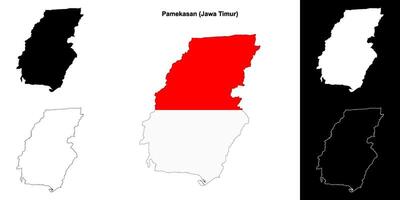 Pamekasan blank outline map set vector
