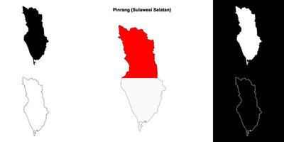 Pinrang blank outline map set vector