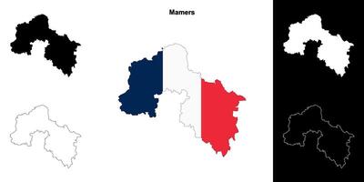Mamers arrondissement outline map set vector