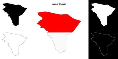 Asmat blank outline map set vector