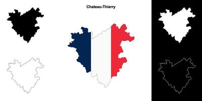 Chateau-Thierry arrondissement outline map set vector