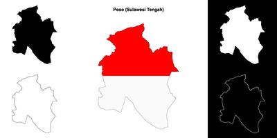 Poso blank outline map set vector