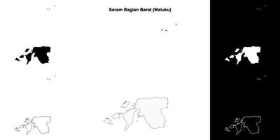 Seram Bagian Barat blank outline map set vector