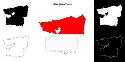 Blitar blank outline map set vector