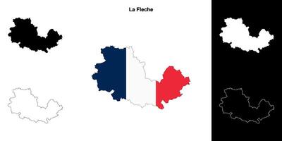 La Fleche arrondissement outline map set vector