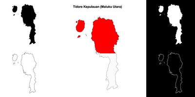 Tidore Kepulauan blank outline map set vector