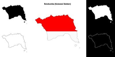 Bulukumba blank outline map set vector