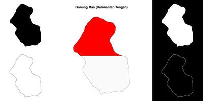 Gunung Mas blank outline map set vector