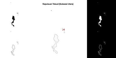 Kepulauan Talaud blank outline map set vector