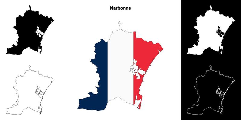 Narbonne arrondissement outline map set