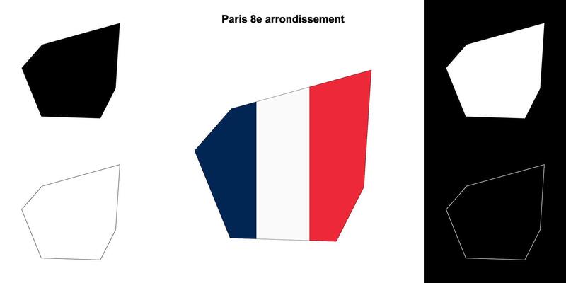 Paris 8e arrondissement arrondissement outline map set