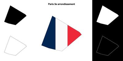Paris 5e arrondissement arrondissement outline map set vector